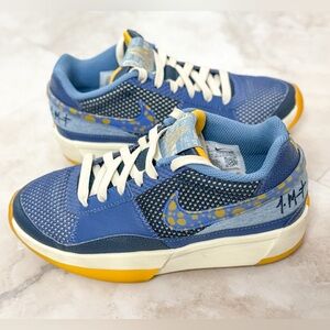 Nike Ja 1 SE GS Mystic Navy Basketball Shoes Youth 3.5Y Blue Yellow FQ7371-400